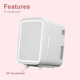 Cooseon 4L Mini Mirror Fridge, Beauty Makeup Skincare Refrigerator