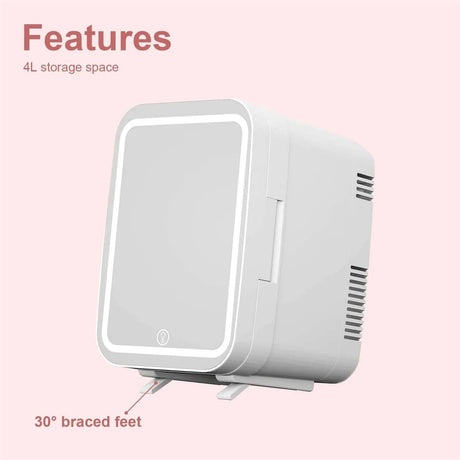 Cooseon 4L Mini Mirror Fridge, Beauty Makeup Skincare Refrigerator