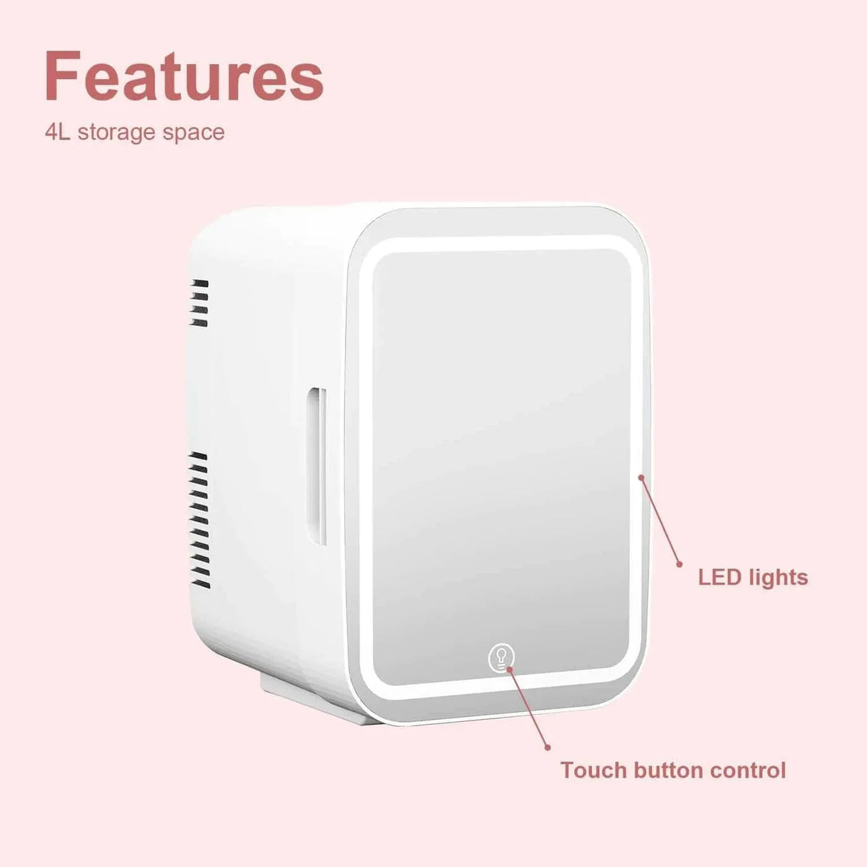 Cooseon 4L Mini Mirror Fridge, Beauty Makeup Skincare Refrigerator