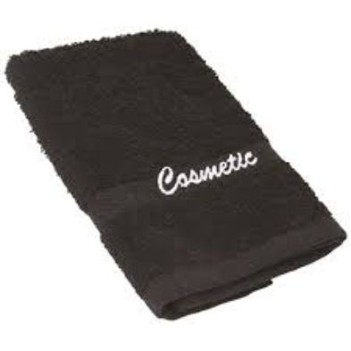 Cosmetic Towels Black w/ White Embroidery Cosmetic