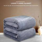 Grey Flannel Fleece Blanket - Soft Warm Throw Bed Covers