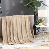 Solid Color Thickened Wide Striped Knitted Blanket