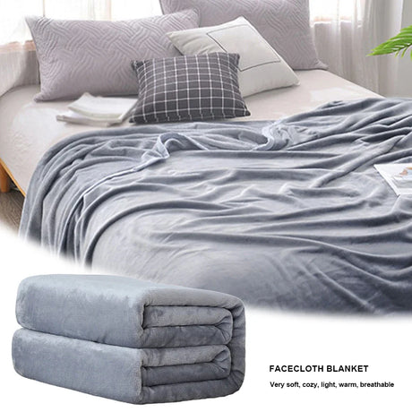 Grey Flannel Fleece Blanket - Soft Warm Throw Bed Covers