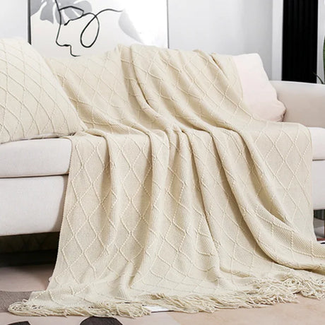 Nordic Knitted TV Blankets with Tassels