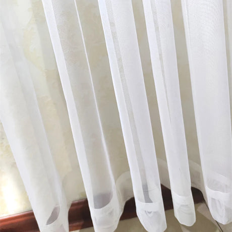 Asazal White Tulle Sheer Bay Window Gauze Curtains