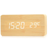 Wooden Digital Alarm Clock - LED Alarm Desk Clock