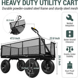 Wheels Camping Trolley Cart - 5.7 Cubic Ft Utility Wagon Convertible Garden Cart