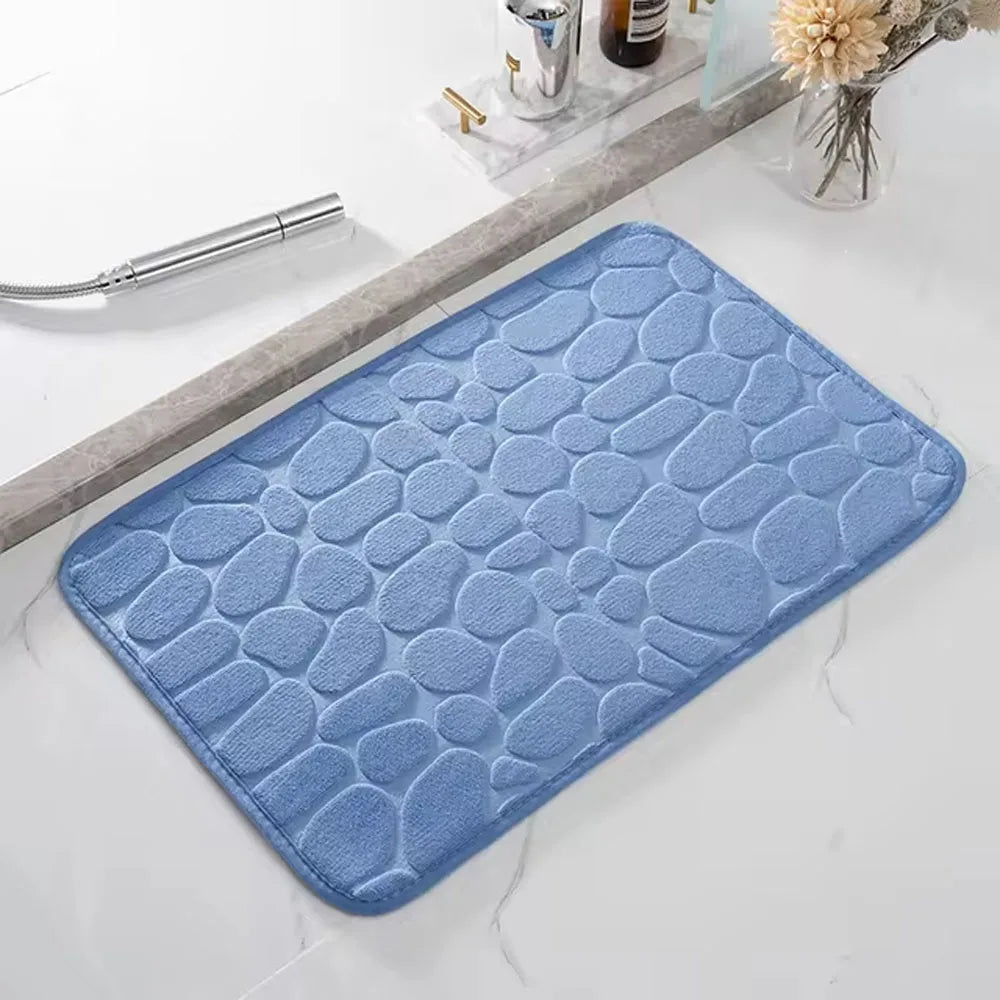 3D Non Slip Bathroom Mat Cobblestone Embossed Bath Mats