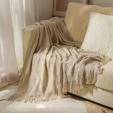 Knitted Throw Nordic Knitted Shawl Sofa Blanket