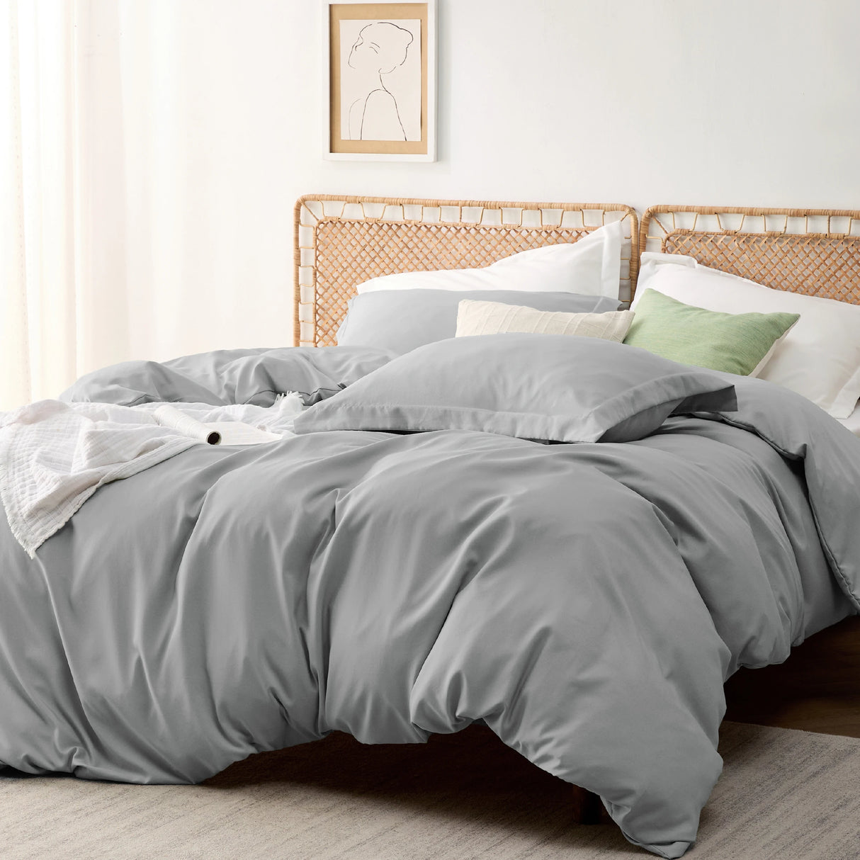 Bedsure Duvet Cover - Polyester & Rayon Derived from Bamboo Cooling Duvet Cover Set