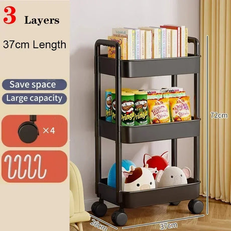 Household Multi-layer Small Cart Storage Rack - Floor To Floor Storage Rack With Wheels