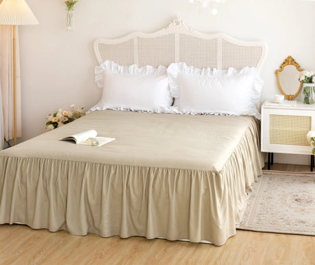 1PC100% polyester single solid color pleated bed skirt