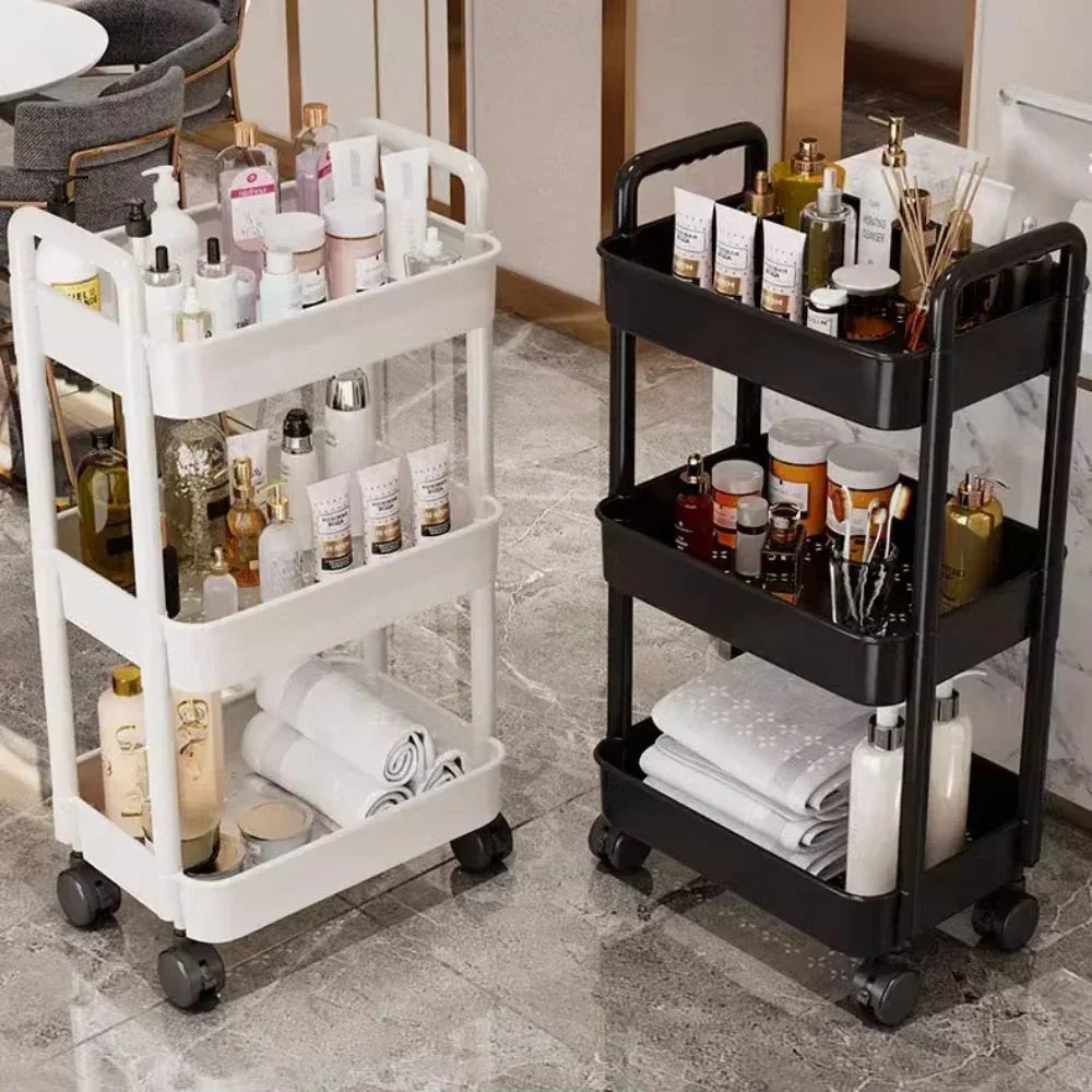 Household Multi-layer Small Cart Storage Rack - Floor To Floor Storage Rack With Wheels