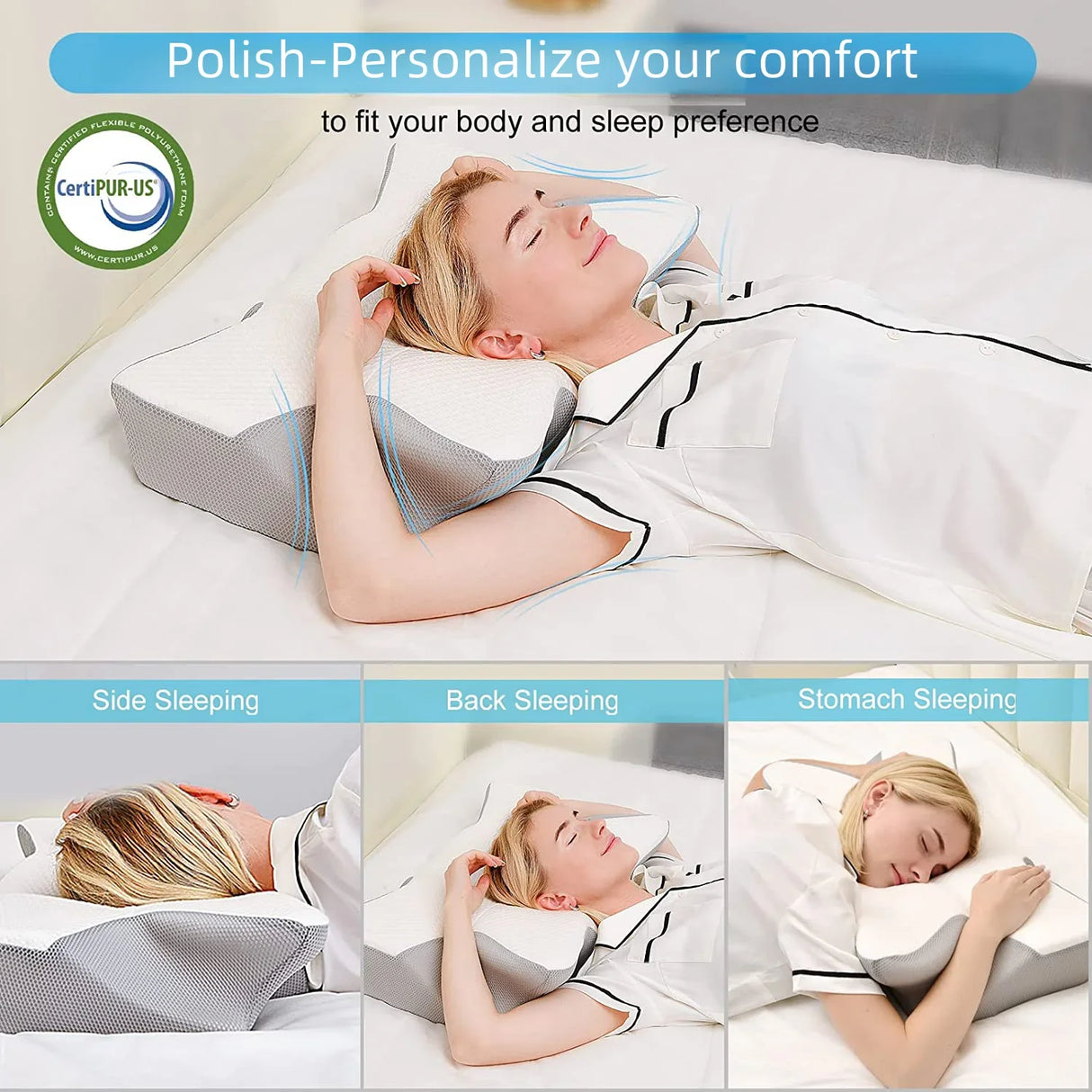 Pulatree Odorless Orthopedic Pillow For Neck And Shoulder Pain