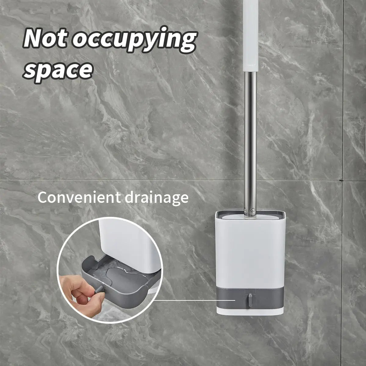 Wall-mounted toilet brush -WORTHBUY Punch-Free Wall Mounted Toilet Brush With Drainable Base