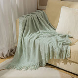 Nordic Textured Knitted Blankets with Tassels