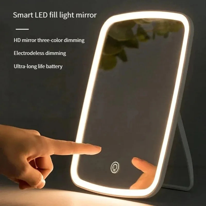 LED Makeup Mirror with Stand - Desktop Folding Compact Mirror