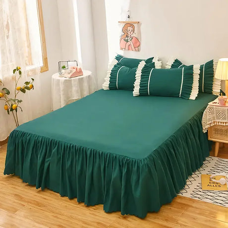 1pc Plain Dyed Solid Color Bed Skirt with Elastic