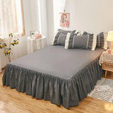 1pc Plain Dyed Solid Color Bed Skirt with Elastic