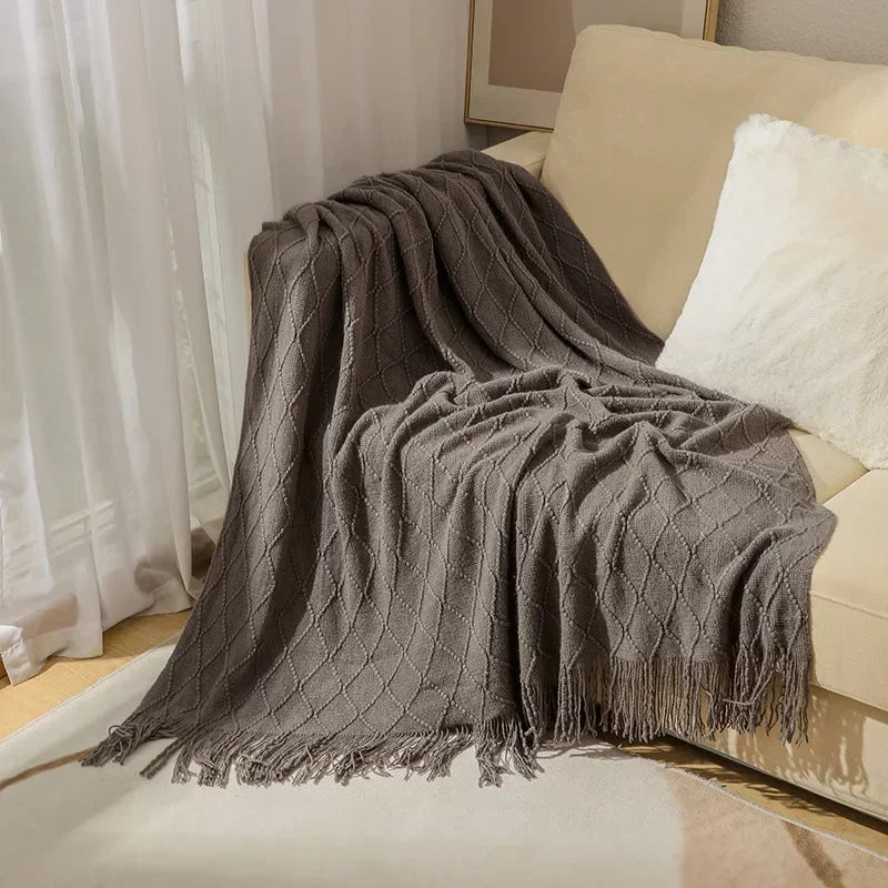 Knitted Throw Nordic Knitted Shawl Sofa Blanket