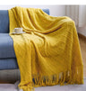 Nordic Textured Knitted Blankets with Tassels