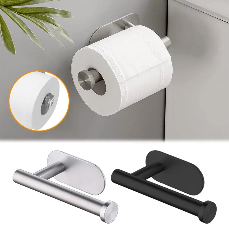 Self-Adhesive No-Drill Steel Toilet Paper Holder