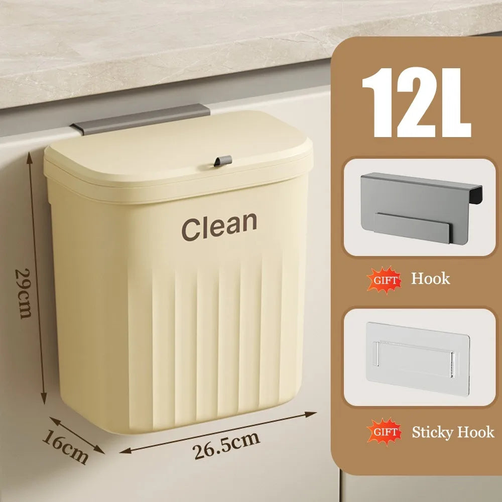 Wall-Mounted Kitchen Trash Bin with Lid