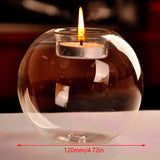 Transparent Glass Candle Holder - Dinner Table  Round Glass Candlestick