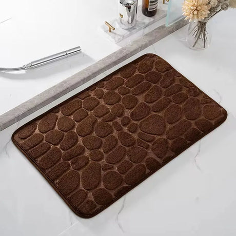 3D Non Slip Bathroom Mat Cobblestone Embossed Bath Mats