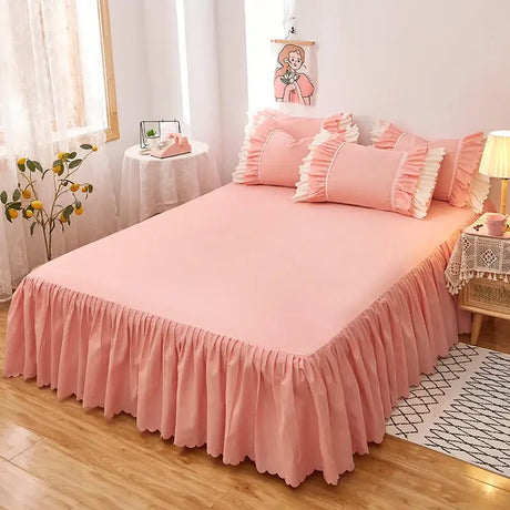 1pc Plain Dyed Solid Color Bed Skirt with Elastic