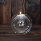 Transparent Glass Candle Holder - Dinner Table  Round Glass Candlestick