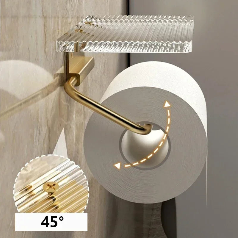 Luxury Gold Tissue Holder with Shelf