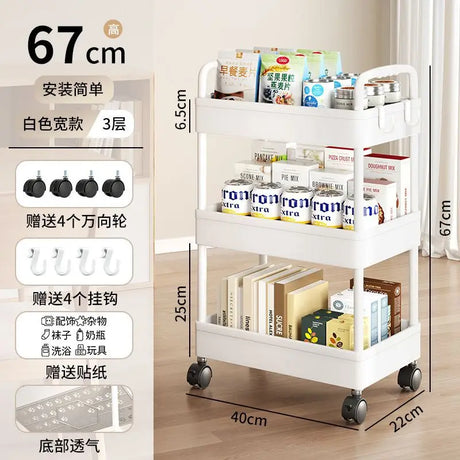 Trolley Rack Multi-Layer Mobile Multi-Functional Storage Rack