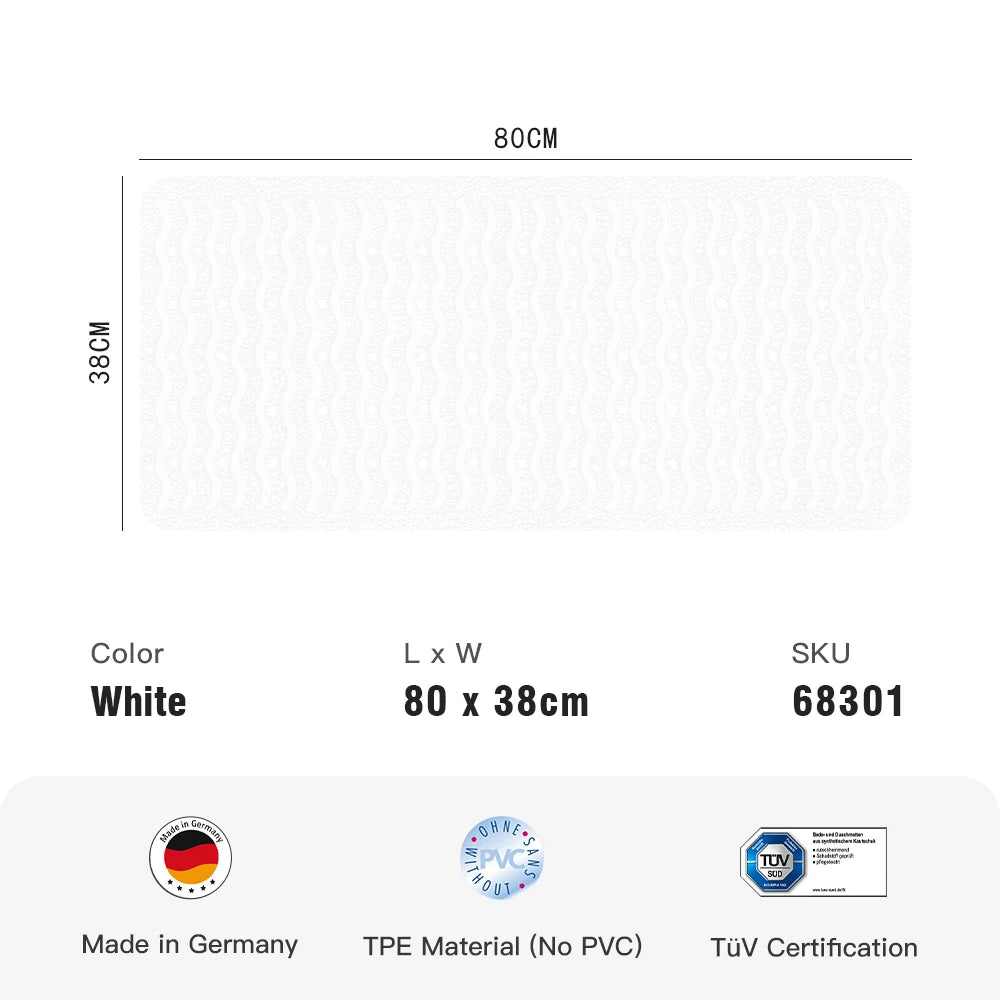 Non slip bath mats - RIDDER Bath Mat with Suction Cup and Drain Hole
