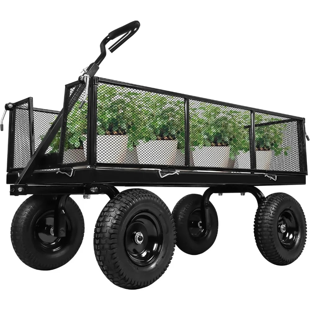 Heavy Duty 1100 Lbs Capacity Steel Garden Cart With 11.5 In Tire Utility Cart