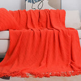 Nordic Knitted TV Blankets with Tassels