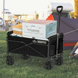 Collapsible Wagon Carts - Foldable Heavy Duty Beach Folding Wagon Cart with Wheels