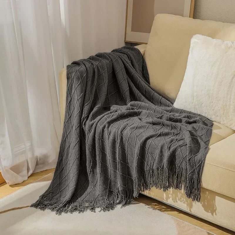 Knitted Throw Nordic Knitted Shawl Sofa Blanket