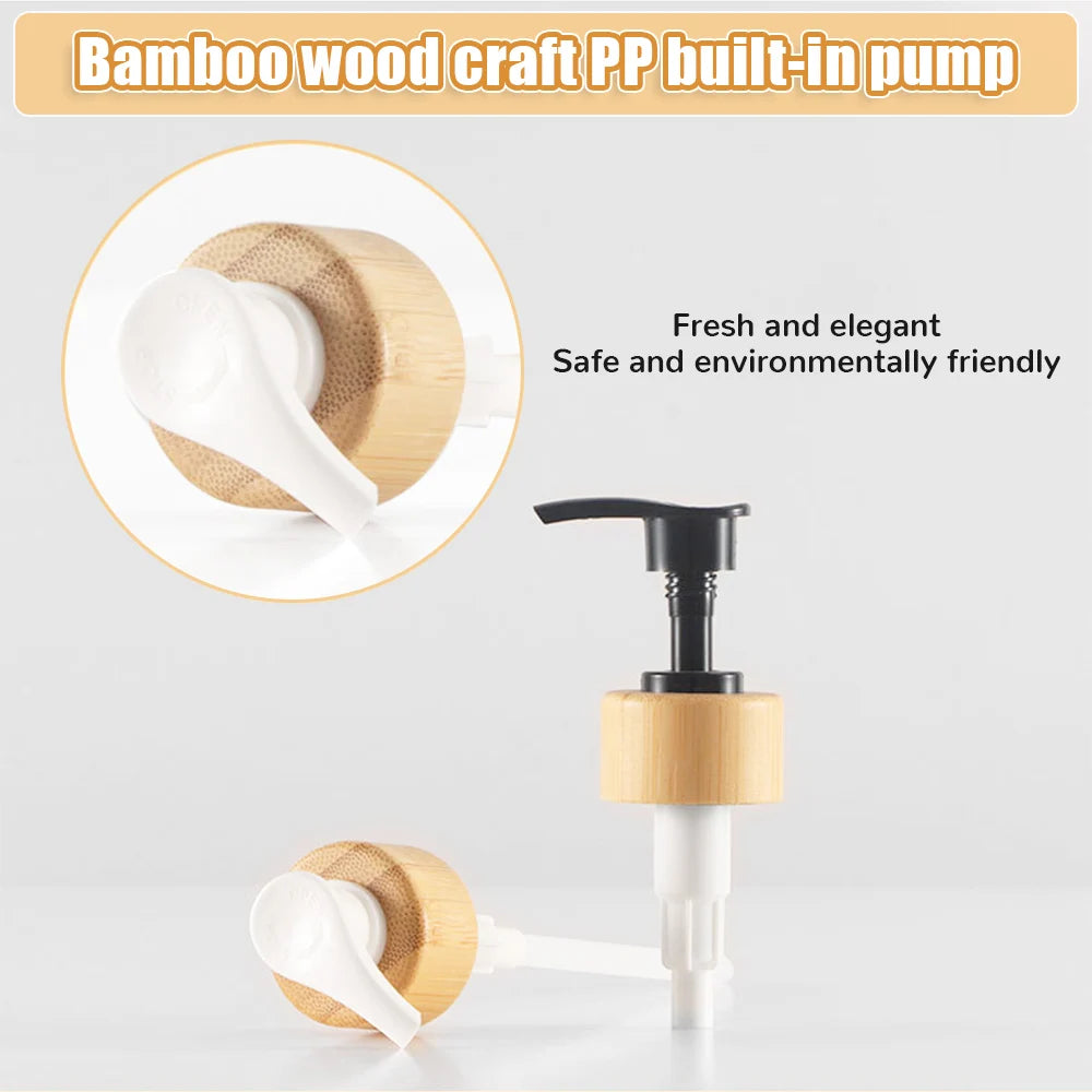 Bamboo Pump Soap Dispenser - 300/500ml Liquid Dish Soap Dispenser