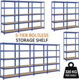 Topeakmart 3PCS 5-Tier Utility Shelves, Metal Adjustable Garage Storage Shelves