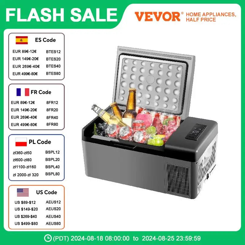 Portable Fridge Freezer - VEVOR 15L 95L Car Refrigerator