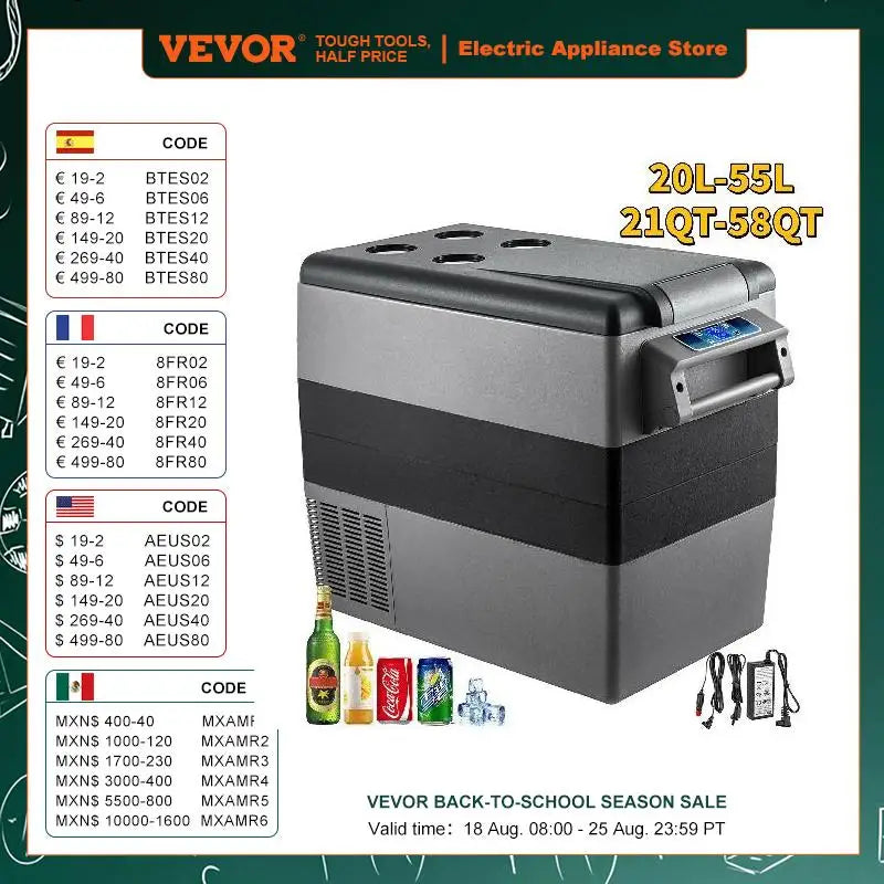 Vevor car refrigerator - Mini Fridge Freezer Portable Compressor Cooler