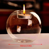 Transparent Glass Candle Holder - Dinner Table  Round Glass Candlestick