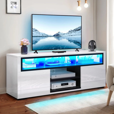 High Gloss TV Stand with LED Lights