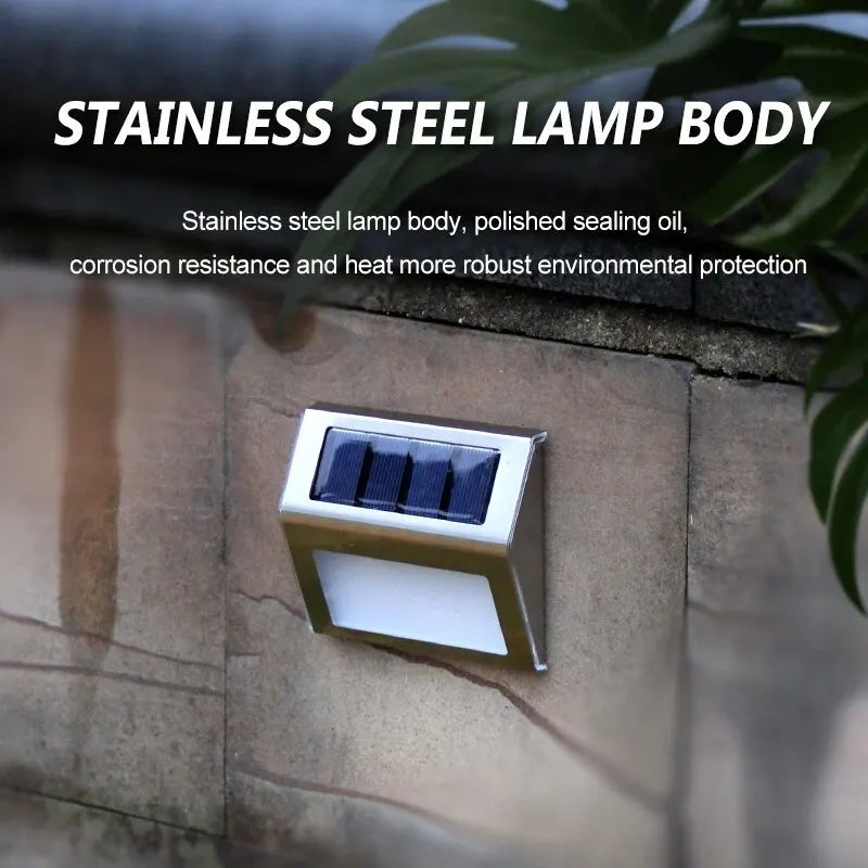 Solar Stainless Steel 3LED Step Light Waterproof