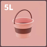 5/10L Folding Portable Bucket with Cover - Silicone Outdoor Bucket