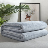 Grey Flannel Fleece Blanket - Soft Warm Throw Bed Covers