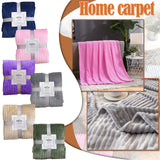 Solid Color Thickened Wide Striped Knitted Blanket