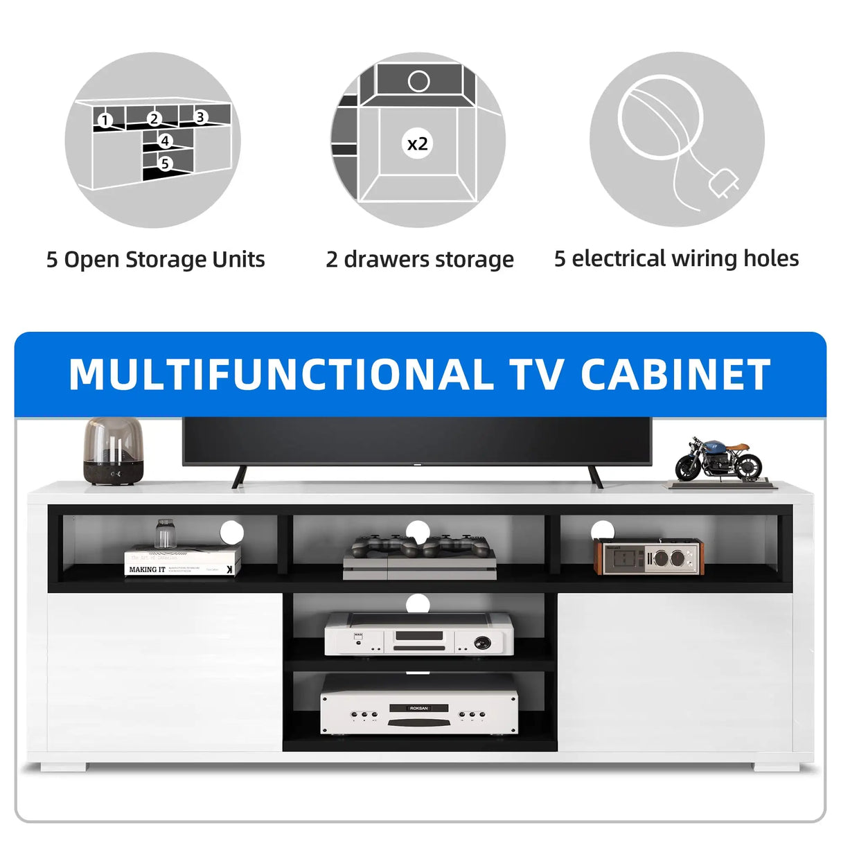 High Gloss TV Stand with LED Lights