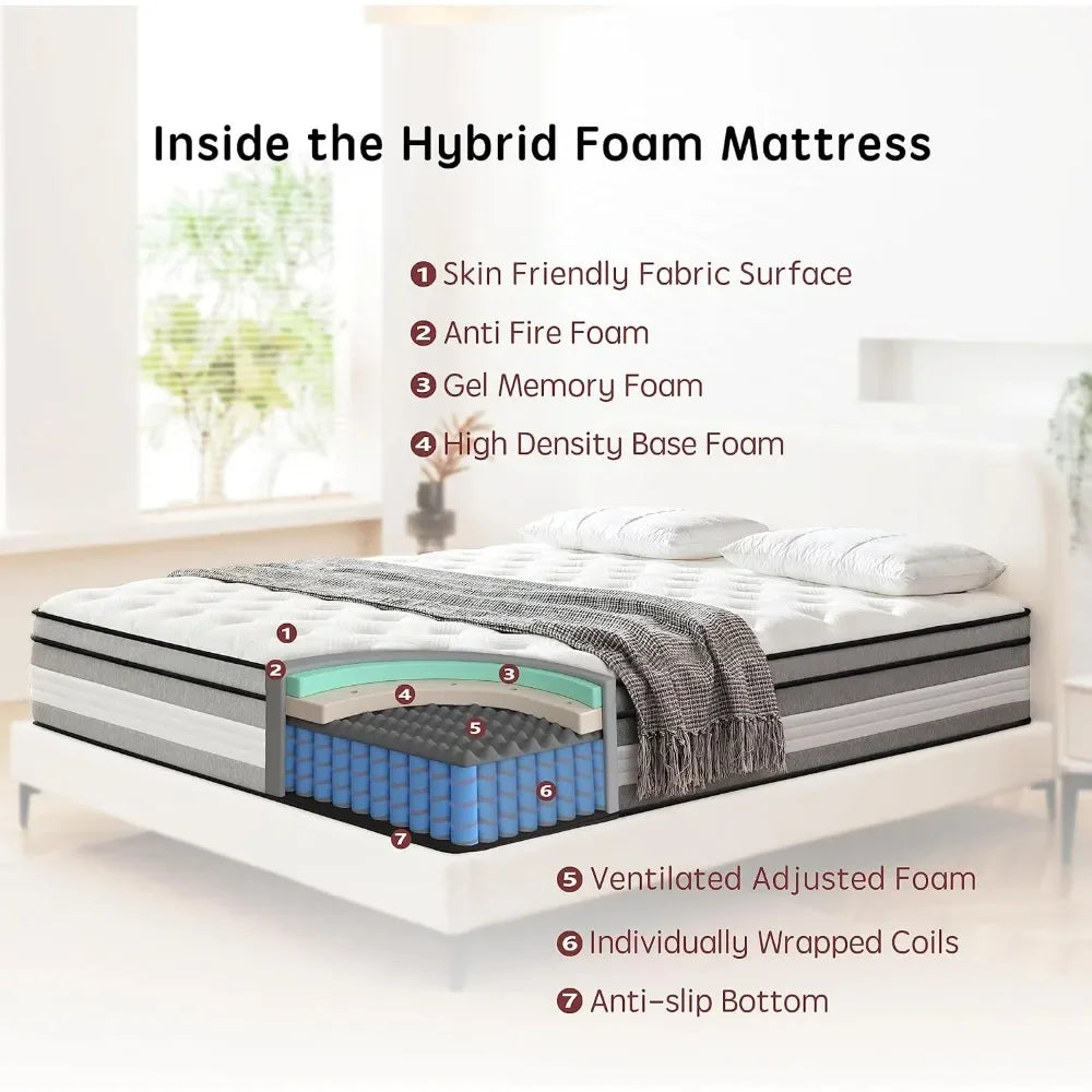 12 Inch Innerspring Hybrid Mattress in a Box with Gel Memory Foam